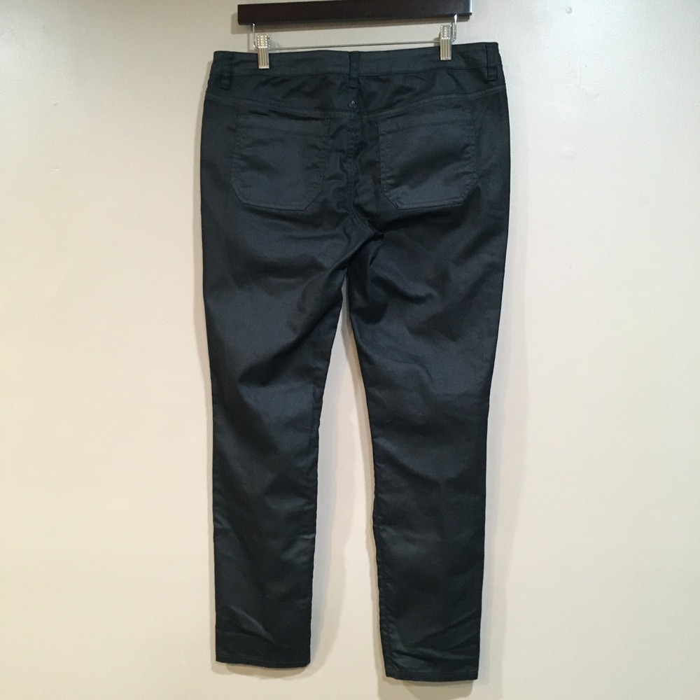 Prana Jett Coated Waxed Pants Women 10/30 Black Goth Moto Streetwear Edgy Skinny - Picture 10 of 15